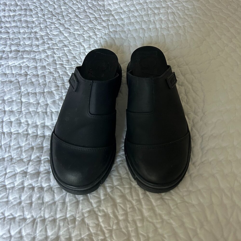 GANNI Black Chunky Lug Sole City Clogs Size 38